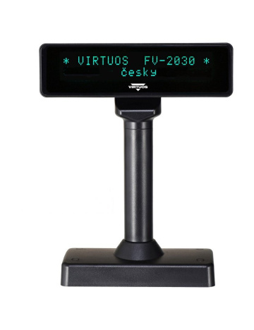VIRTUOS FV-2030B 2x20 9 mm, sériový RS232, černý VFD zákaznický displej